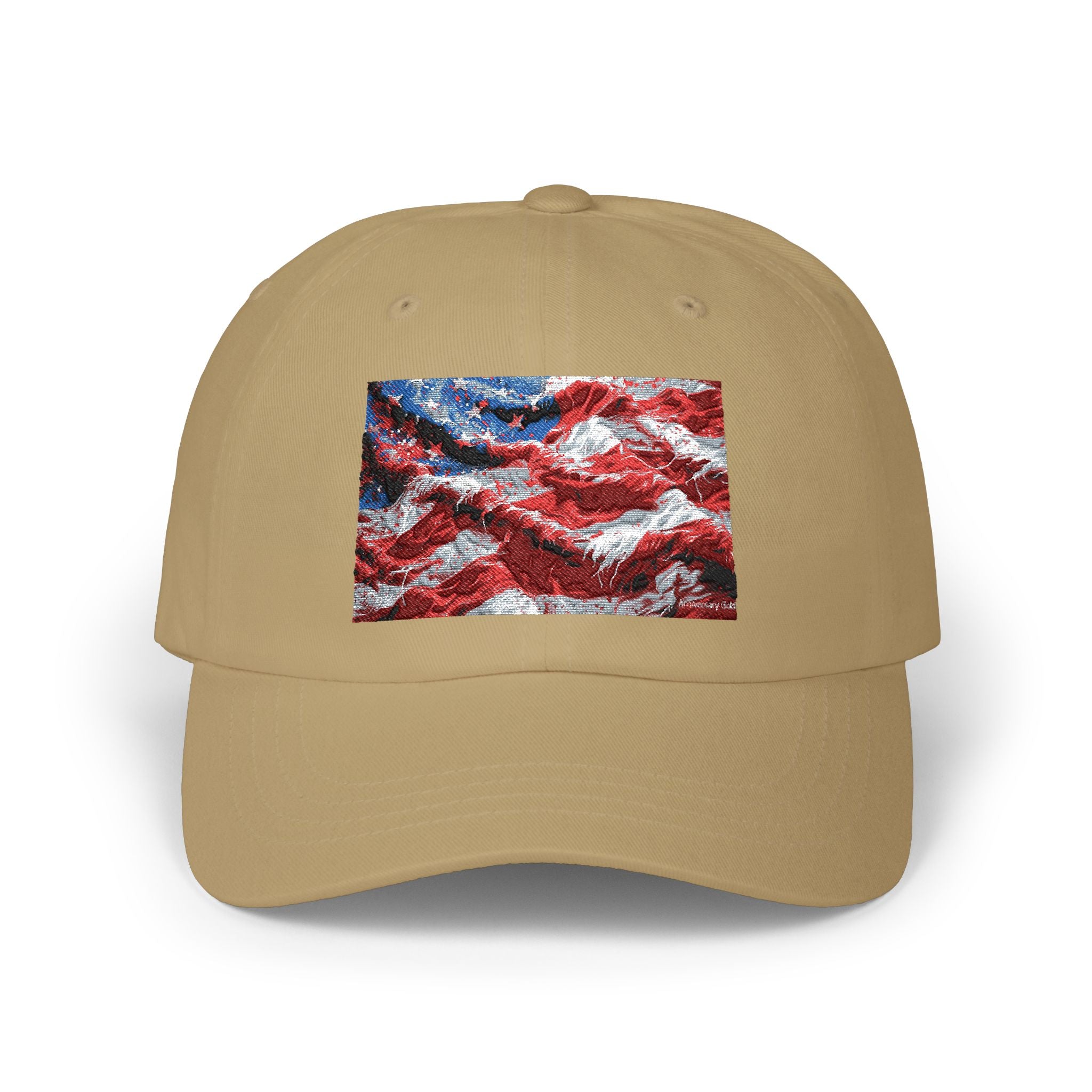 American Flag Dad Cap — Red White Blue Sequin Wave Baseball Hat