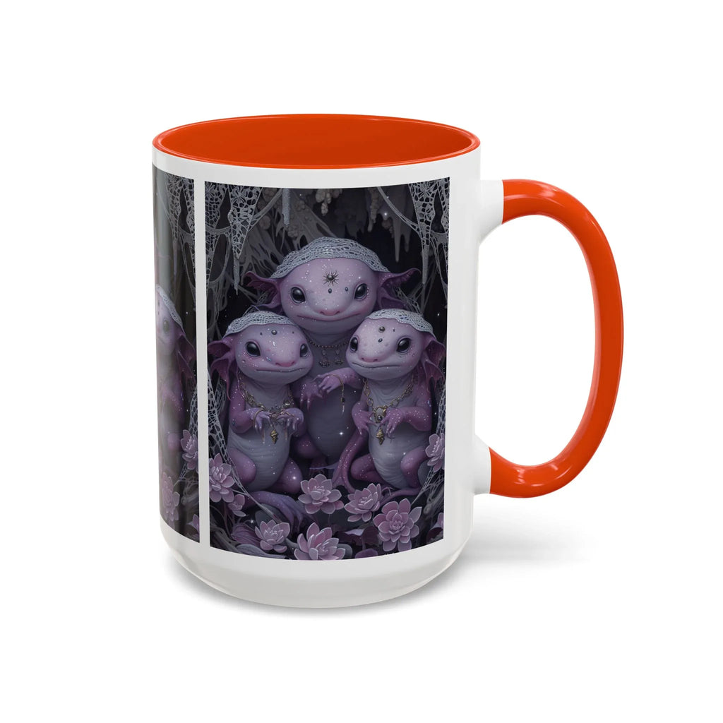 Purple Axolotl Trio Mug | Cute Amphibian Art Ceramic Coffee Cup - 250 USA Celebration