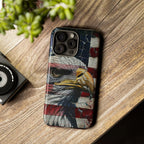American Flag Bald Eagle phone case | Patriotic iPhone cover, cracked vintage flag design - 250 USA Celebration