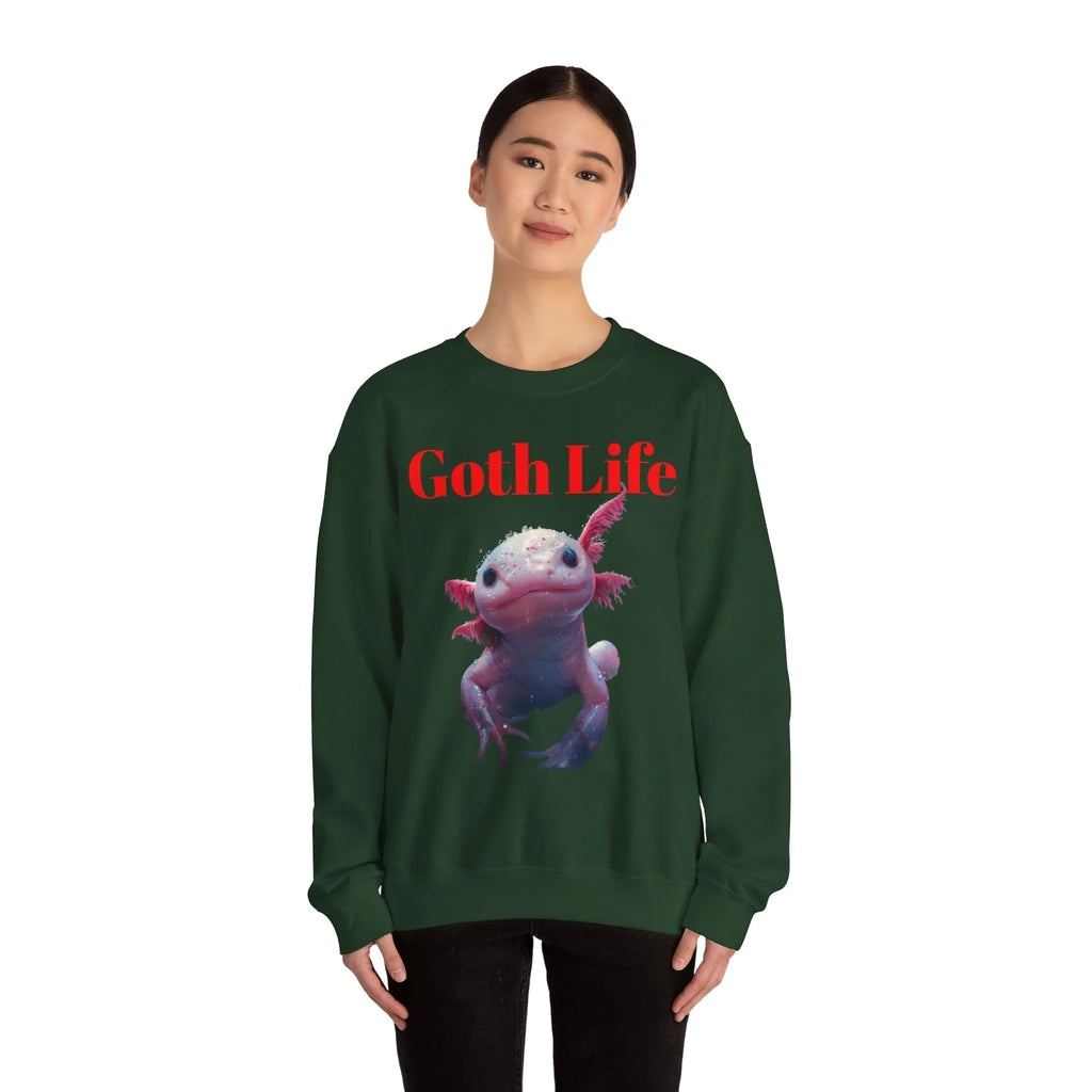 Goth Life Axolotl Sweatshirt | Cute Goth Axolotl Illustration - 250 USA Celebration