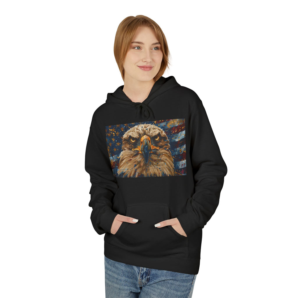 Patriotic Eagle Hoodie — American Flag Bald Eagle with "1776 - 2026" Back Print