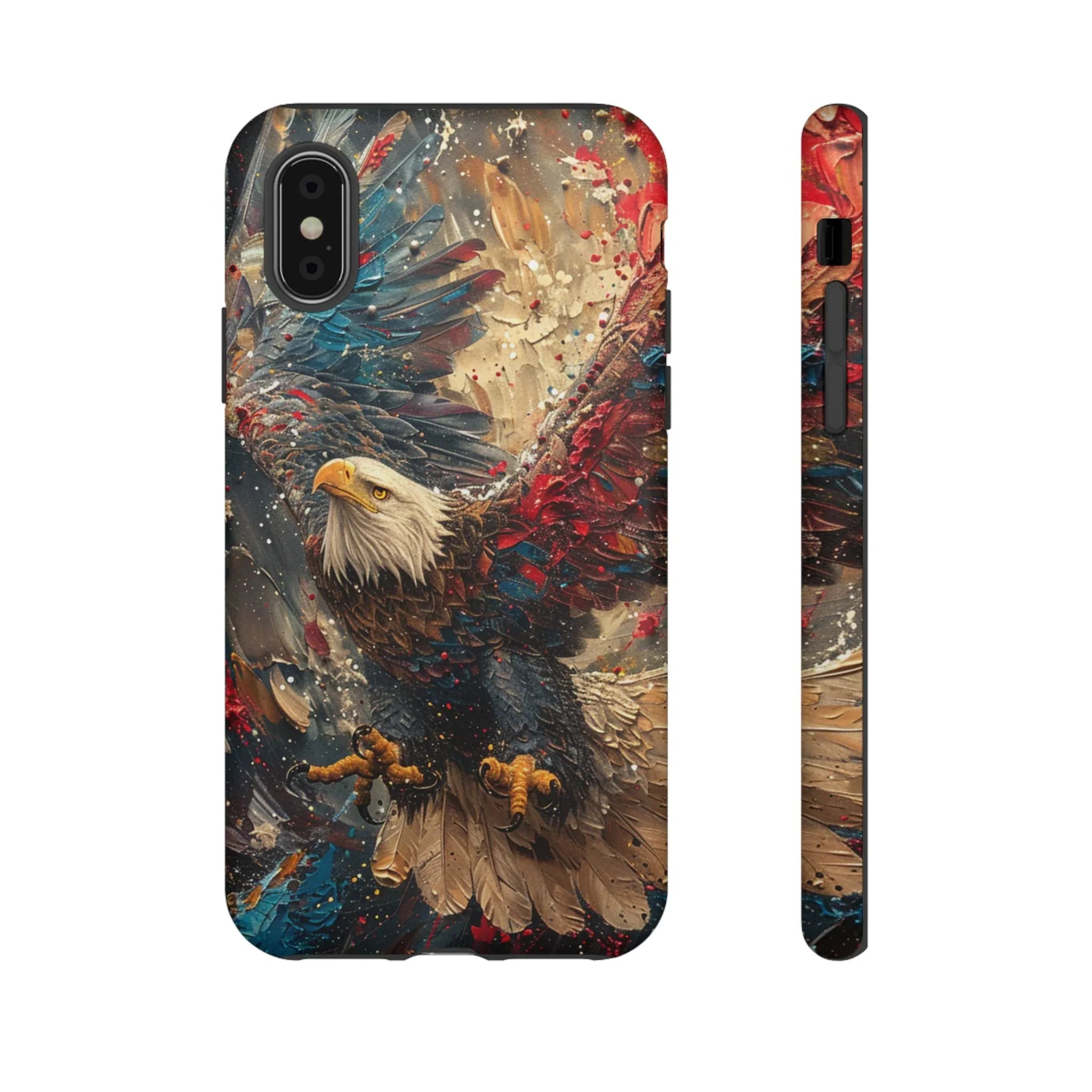 Patriotic Bald Eagle Tough Case | iPhone Phone Case, Red Blue Feather Art - 250 USA Celebration