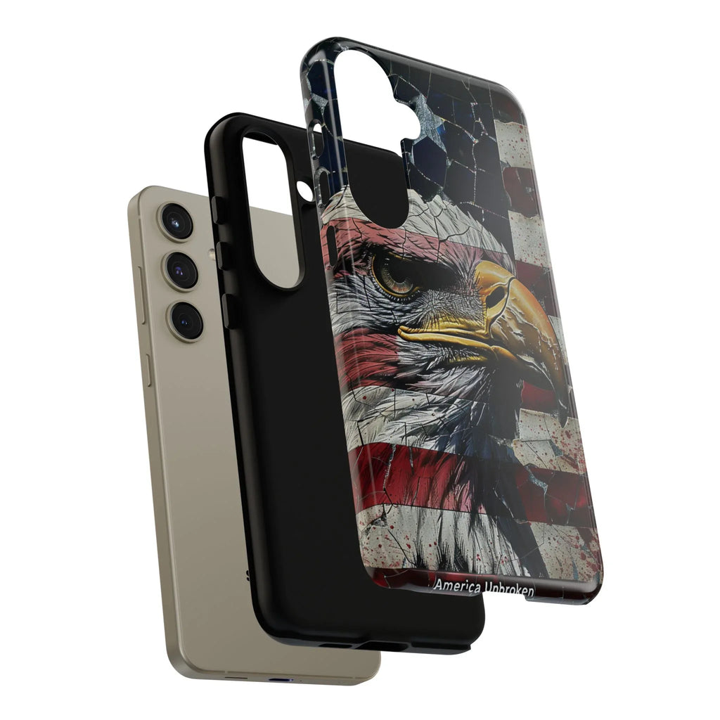 American Flag Bald Eagle phone case | Patriotic iPhone cover, cracked vintage flag design - 250 USA Celebration