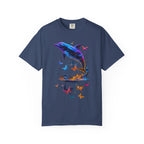 Colorful Dolphin Splash with Butterflies T-Shirt | Ocean Animal Tee - 250 USA Celebration