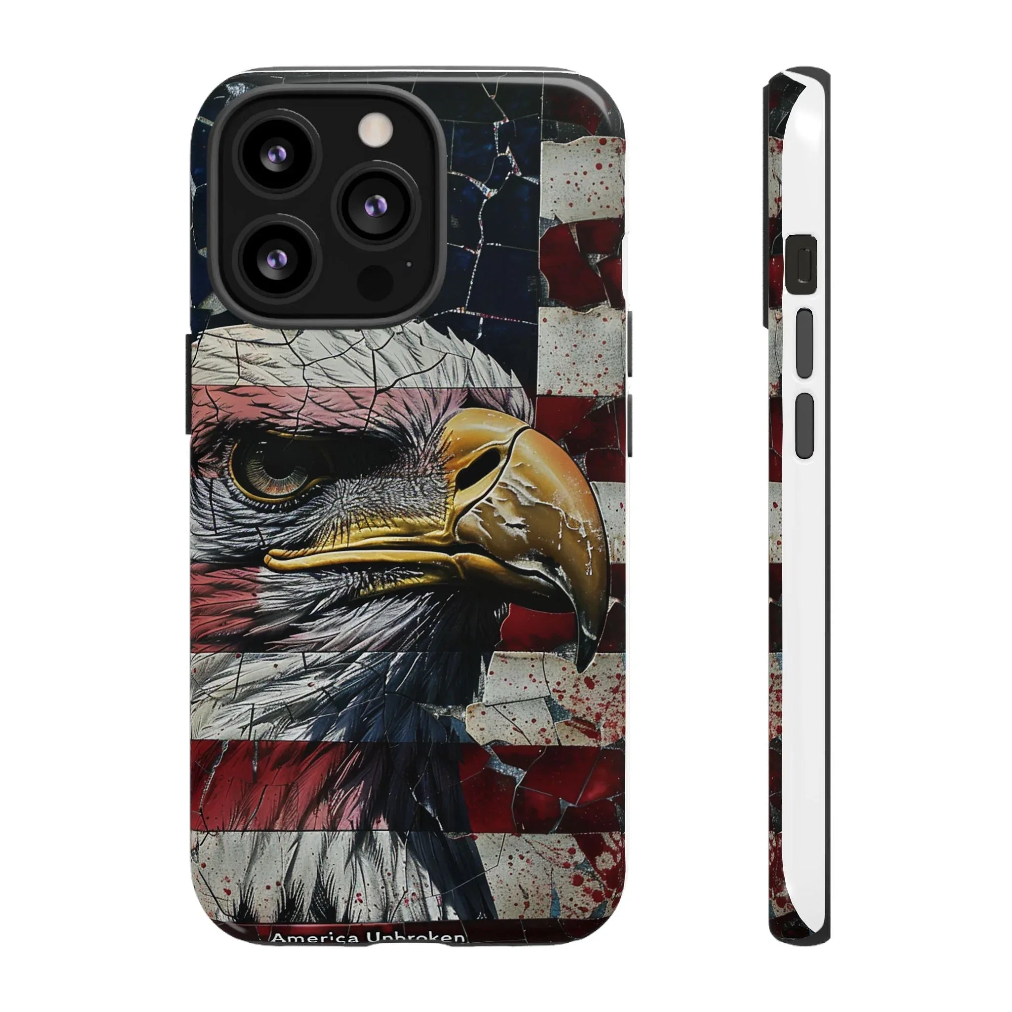 American Flag Bald Eagle phone case | Patriotic iPhone cover, cracked vintage flag design - 250 USA Celebration