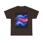 Galaxy Wave Abstract Art T-Shirt | Cosmic Pink Blue Nebula - 250 USA Celebration