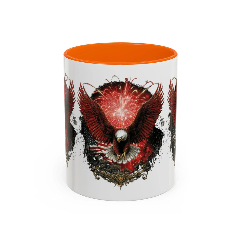 Red Eagle Emblem Accent Coffee Mug | Patriotic Eagle Design - 250 USA Celebration