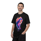 Colorful Watercolor Dolphin T-shirt | Vibrant Ocean Dolphin Tee Chrome Y2K Fantasy Dolphins & Butterflies T-Shirt | Airbrushed Liquid Metal - 250 USA Celebration