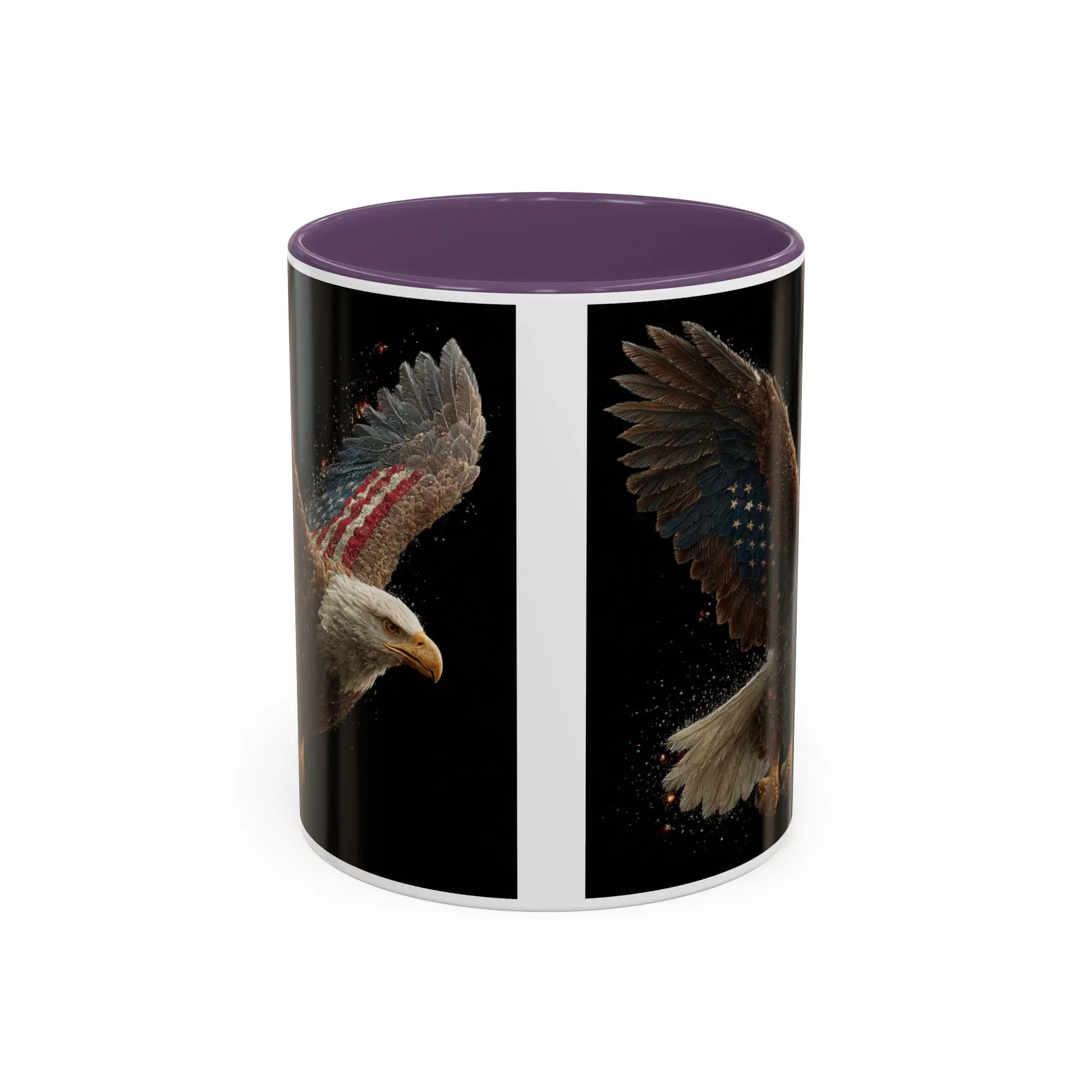 American Flag Bald Eagle Coffee Mug | Patriotic Eagle Wings, Black Accent 11oz 15oz - 250 USA Celebration