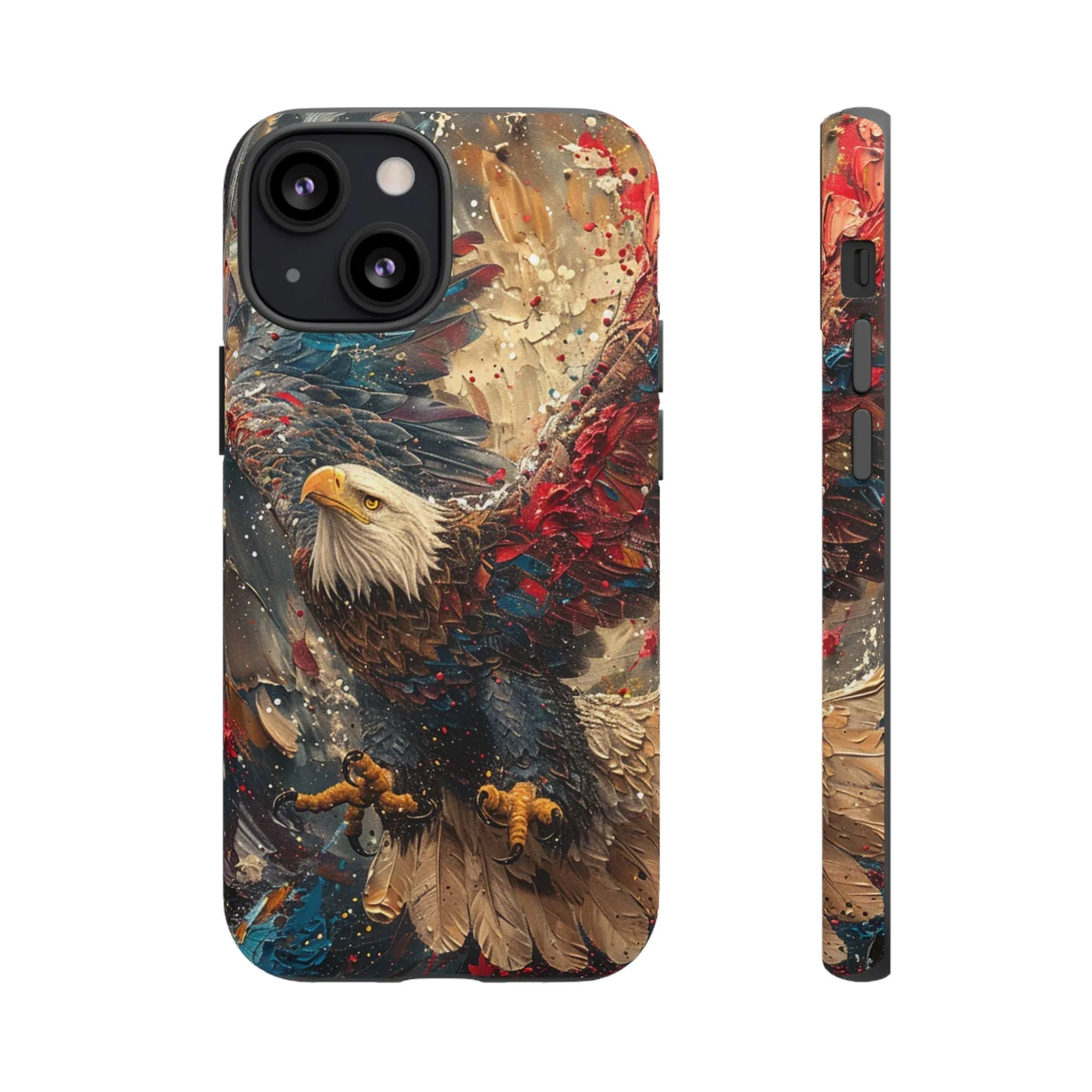Patriotic Bald Eagle Tough Case | iPhone Phone Case, Red Blue Feather Art - 250 USA Celebration