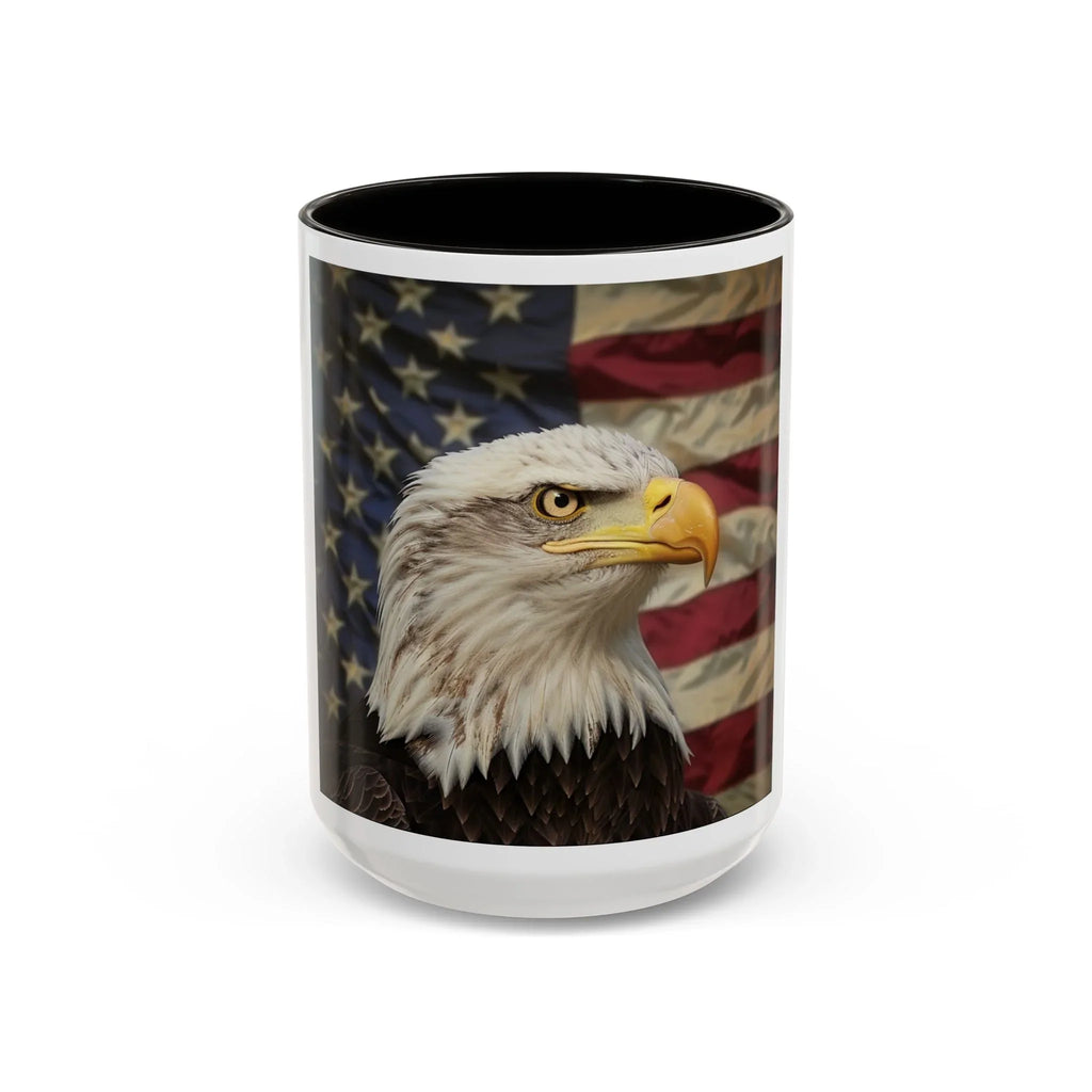 Colorful Mugs (11oz, 15oz) American eagle with American flag, fireworks all around the eagle, patriotic themed - 250 USA Celebration