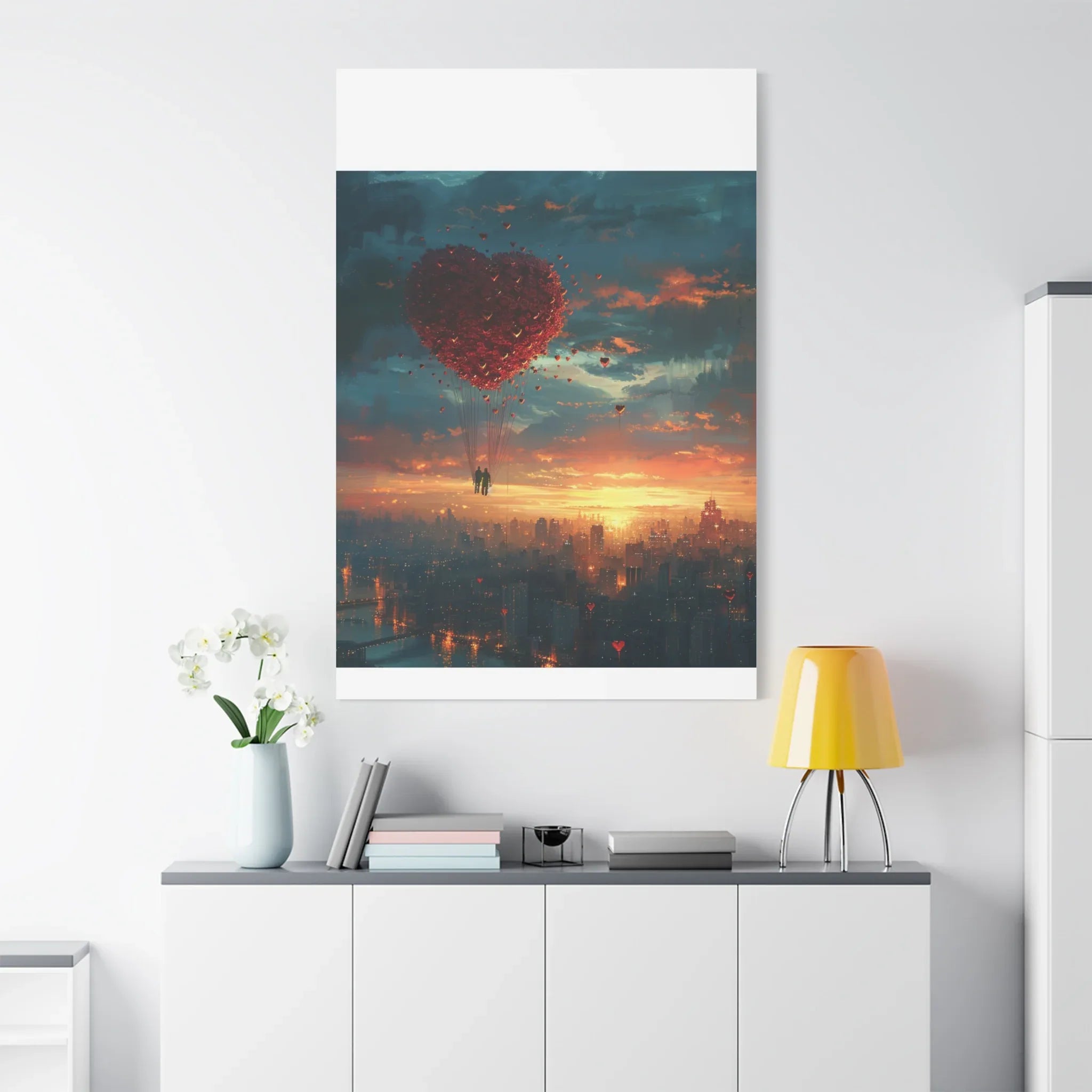 Romantic Canvas Wall Art, Love, Heart Balloon Art, Gift for Couples, Valentines Wall Decor, Valentine's Day Women's Merchandise, Valentines - 250 USA Celebration