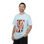 LOVE Floral Block T-Shirt | Tropical Flowers Typography - 250 USA Celebration
