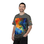 Colorful Abstract Swirl T-Shirt, psychedelic design blooms with surreal depth, blending free-flowing lines and bold swirls - 250 USA Celebration