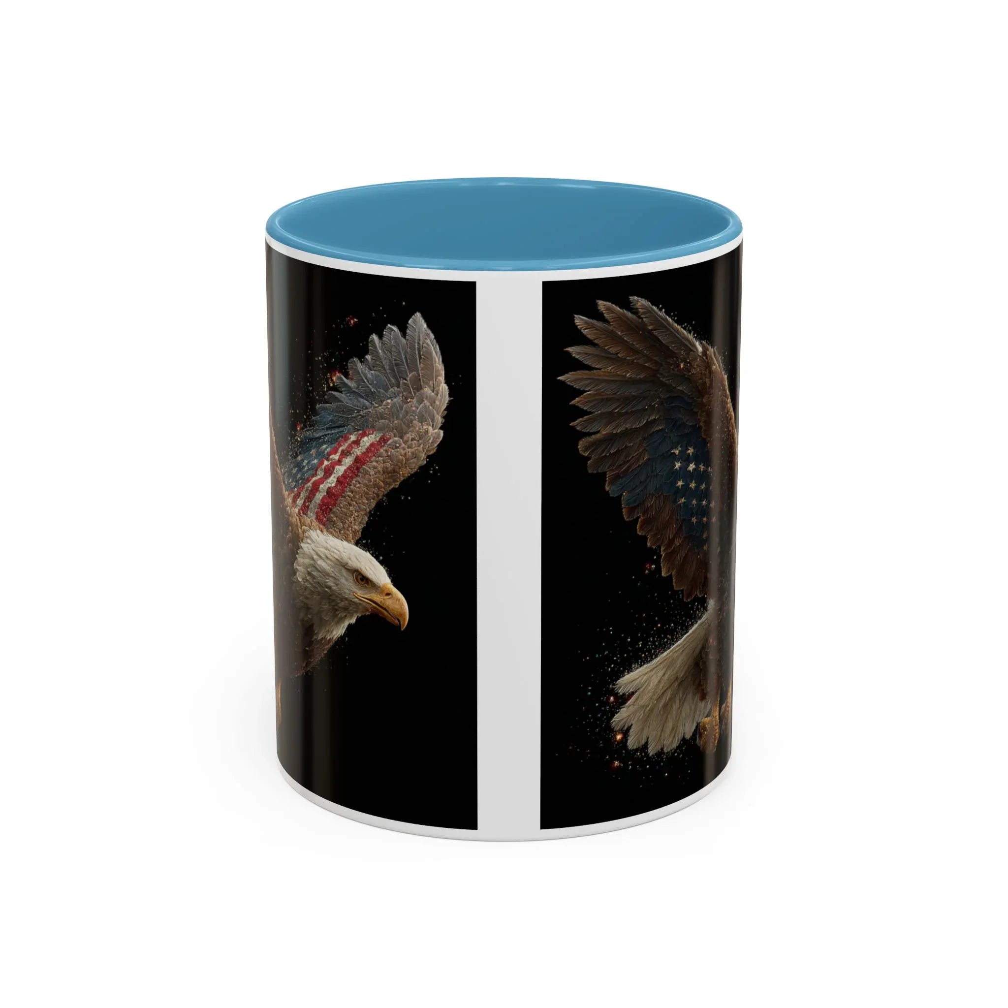 American Flag Bald Eagle Coffee Mug | Patriotic Eagle Wings, Black Accent 11oz 15oz - 250 USA Celebration