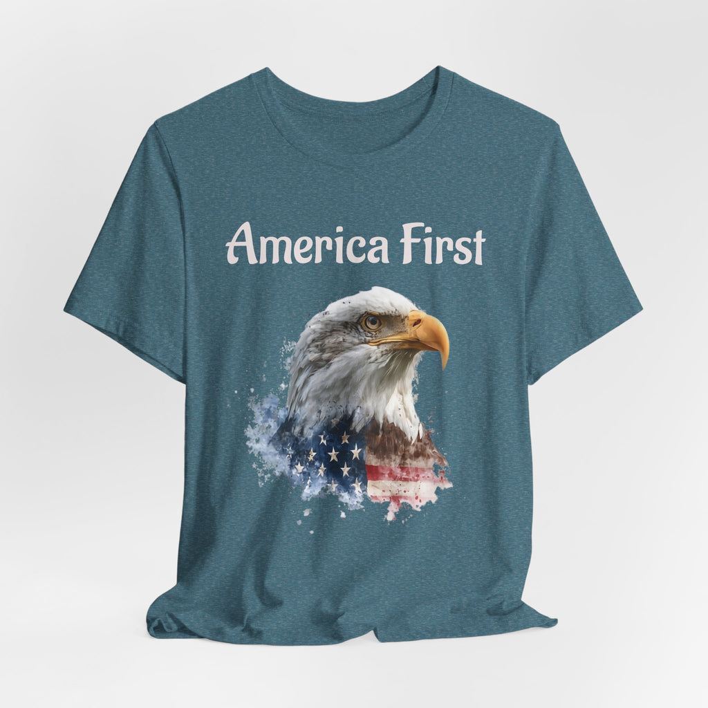 America First Eagle T-Shirt – Patriotic Bald Eagle Tee