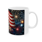 Patriotic Ceramic Mug, Stars & Stripes Coffee Cup, USA 250 Design, 4th of July Gift, Independence Day Decor, Tea Mug - 250 USA Celebration