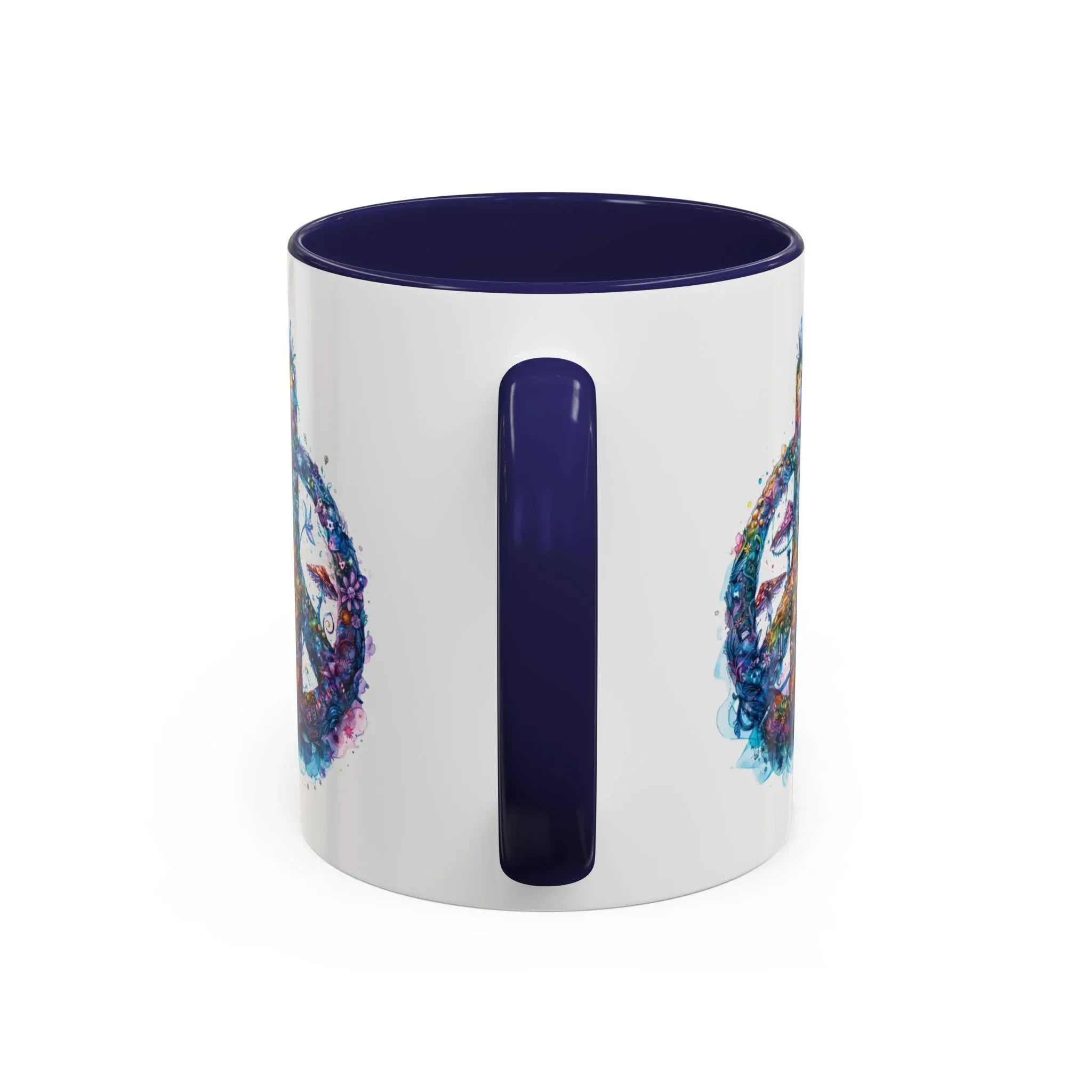 Psychedelic Mushroom Peace Sign Mug | Neon Tie-Dye Peace Script - 250 USA Celebration