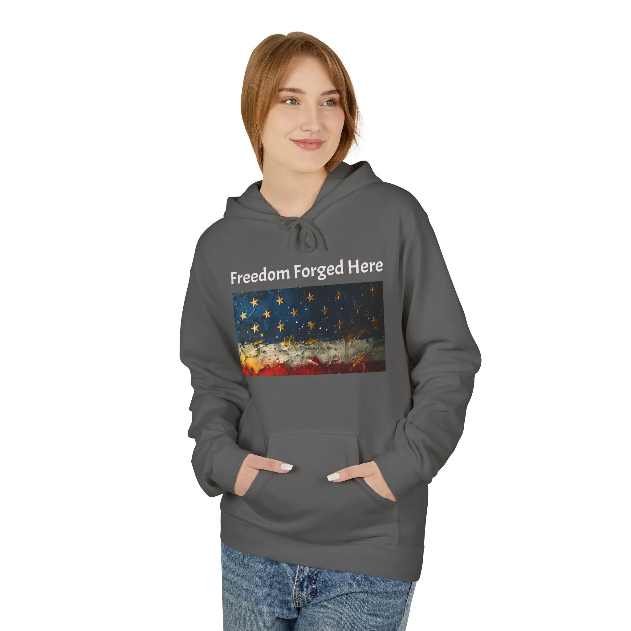 Freedom Forged Here American Flag Hoodie | Patriotic USA - 250 USA Celebration