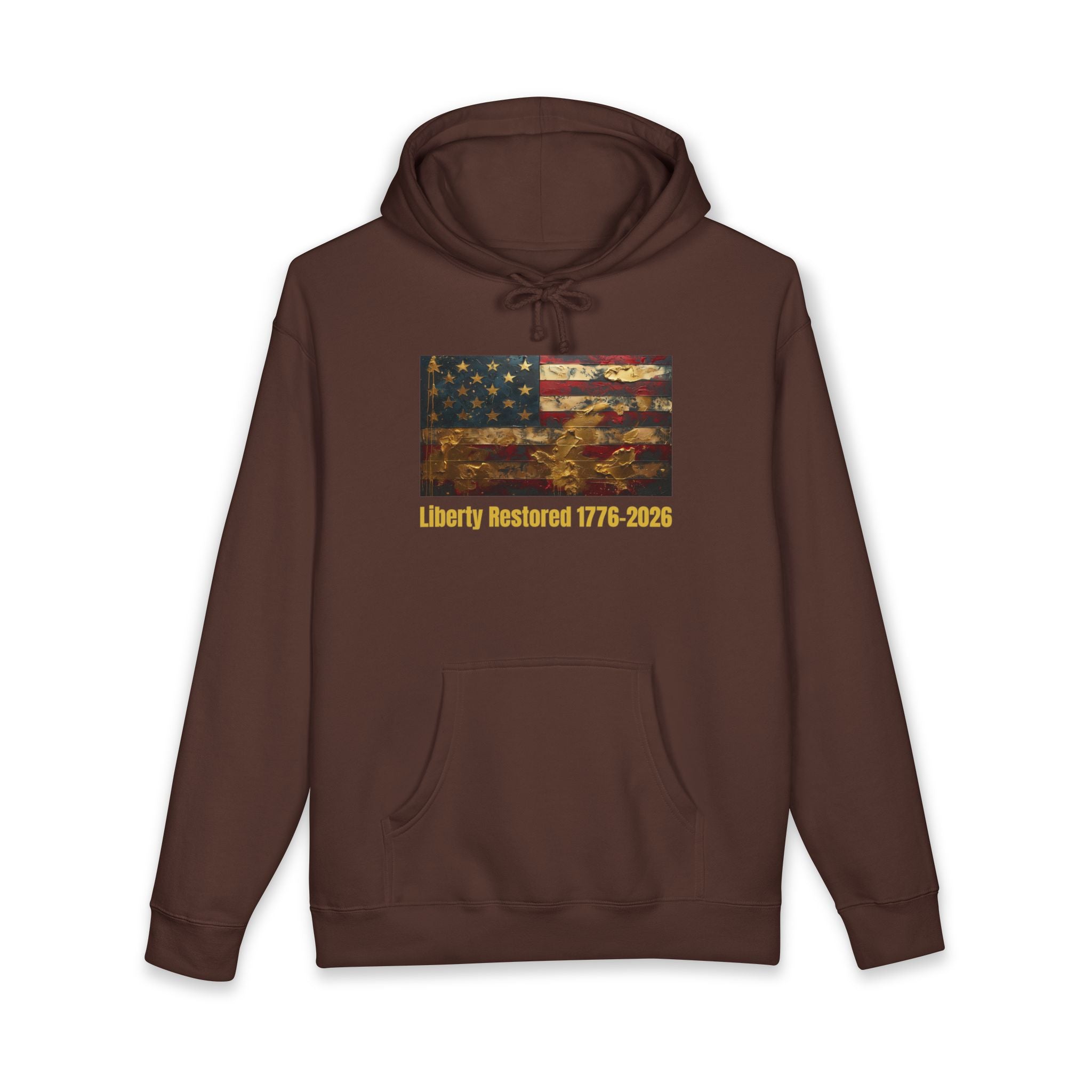 Liberty Restored 1776-2026 Hoodie — Vintage American Flag Patriotic Sweatshirt