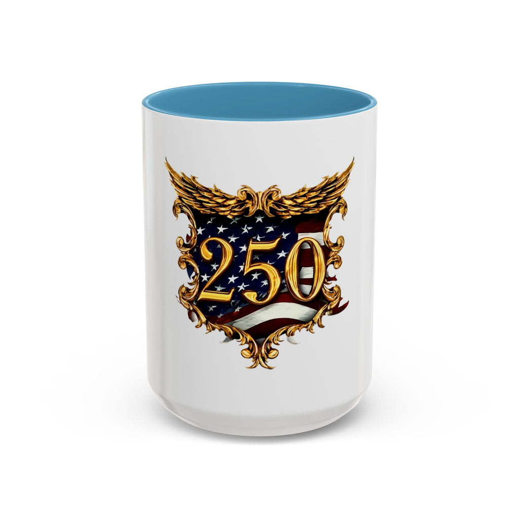 250th Anniversary American Flag Accent Coffee Mug — Patriotic 250th Year Anniversary Celebration Gift
