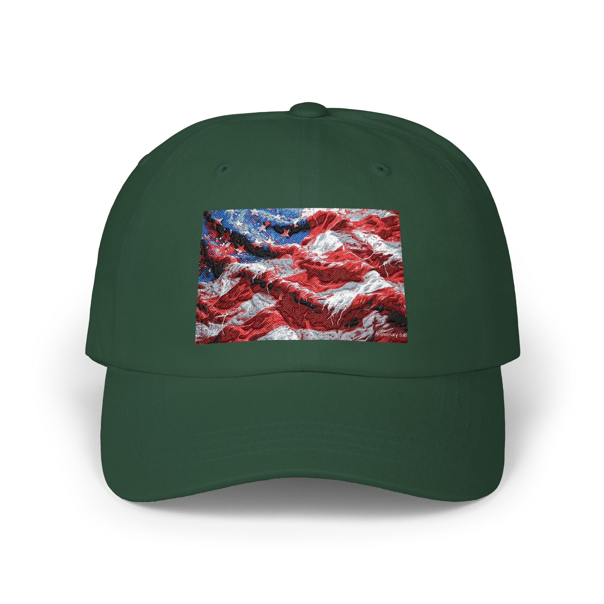 American Flag Dad Cap — Red White Blue Sequin Wave Baseball Hat