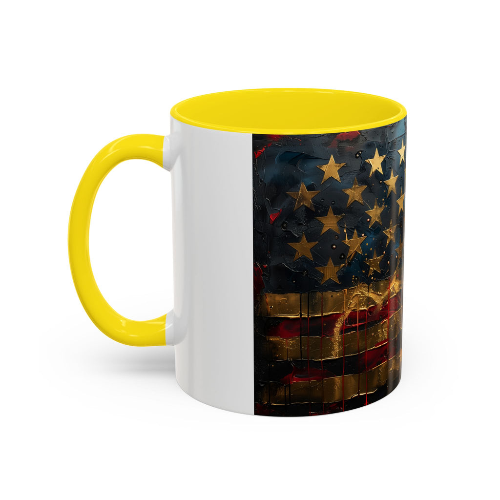 Distressed American Flag Accent Coffee Mug — Patriotic 11/15oz