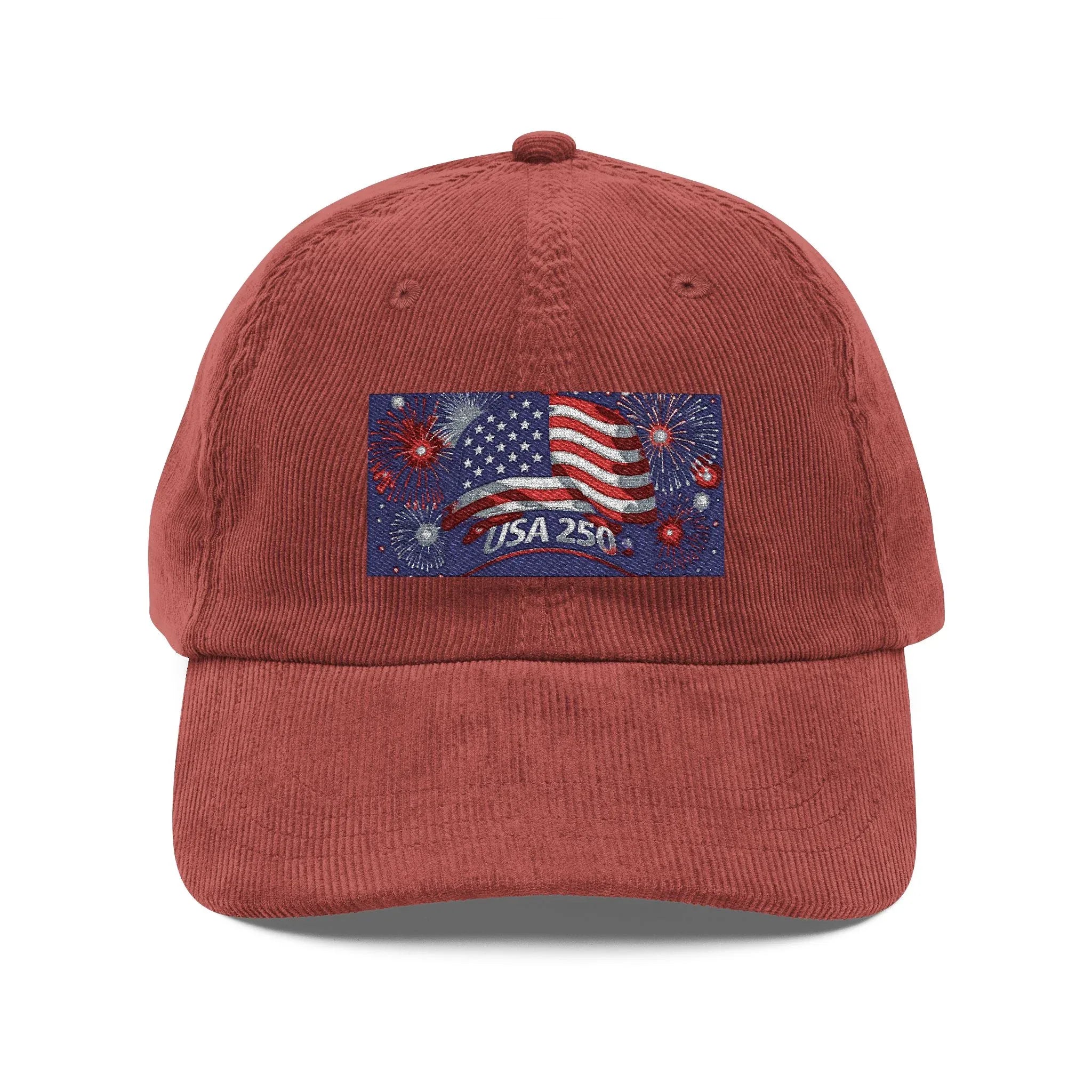 American Eagle Vintage Embroidered Corduroy Cap Retro Style USA Flag Design Perfect for Independence Day Casual Wear Gift Idea - 250 USA Celebration
