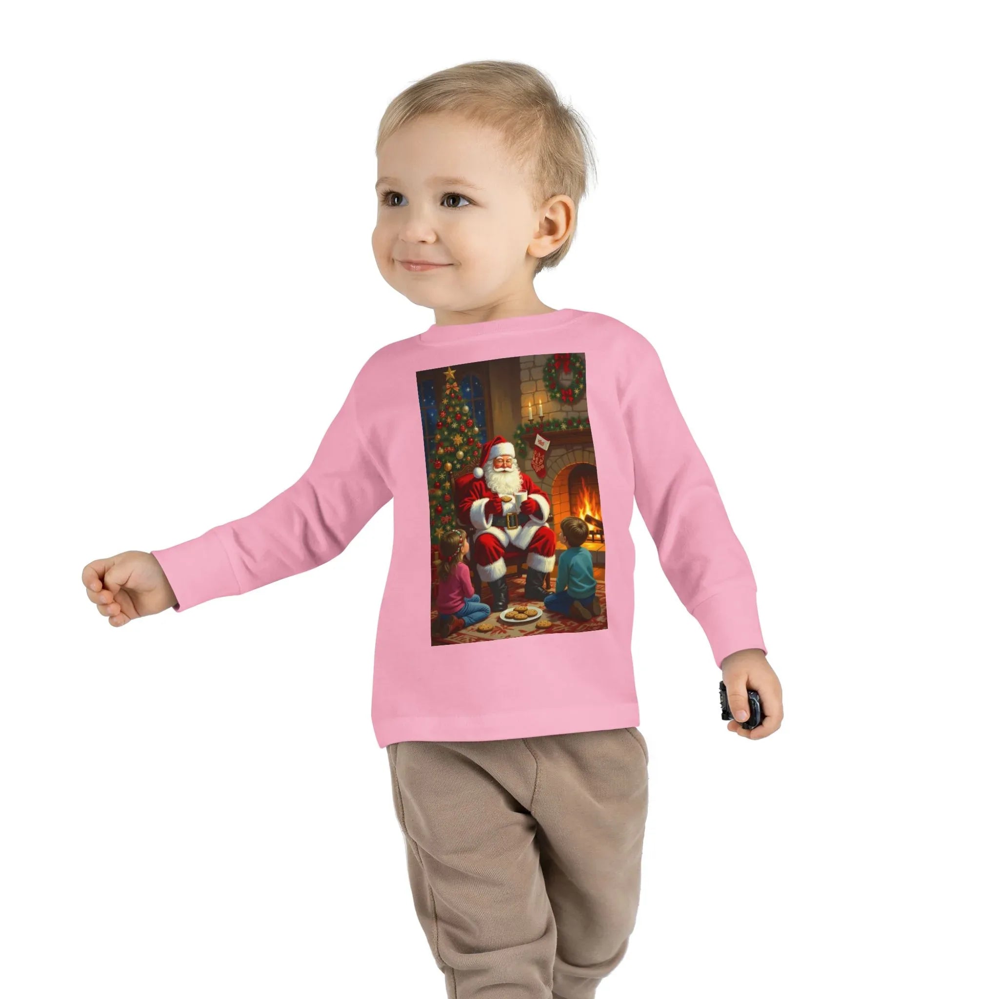 Christmas Santa Toddler Long Sleeve Tee, Holiday Shirt for Kids, Festive Outfit, Winter Apparel, Cute Christmas Gift, Family Photoshoot - 250 USA Celebration