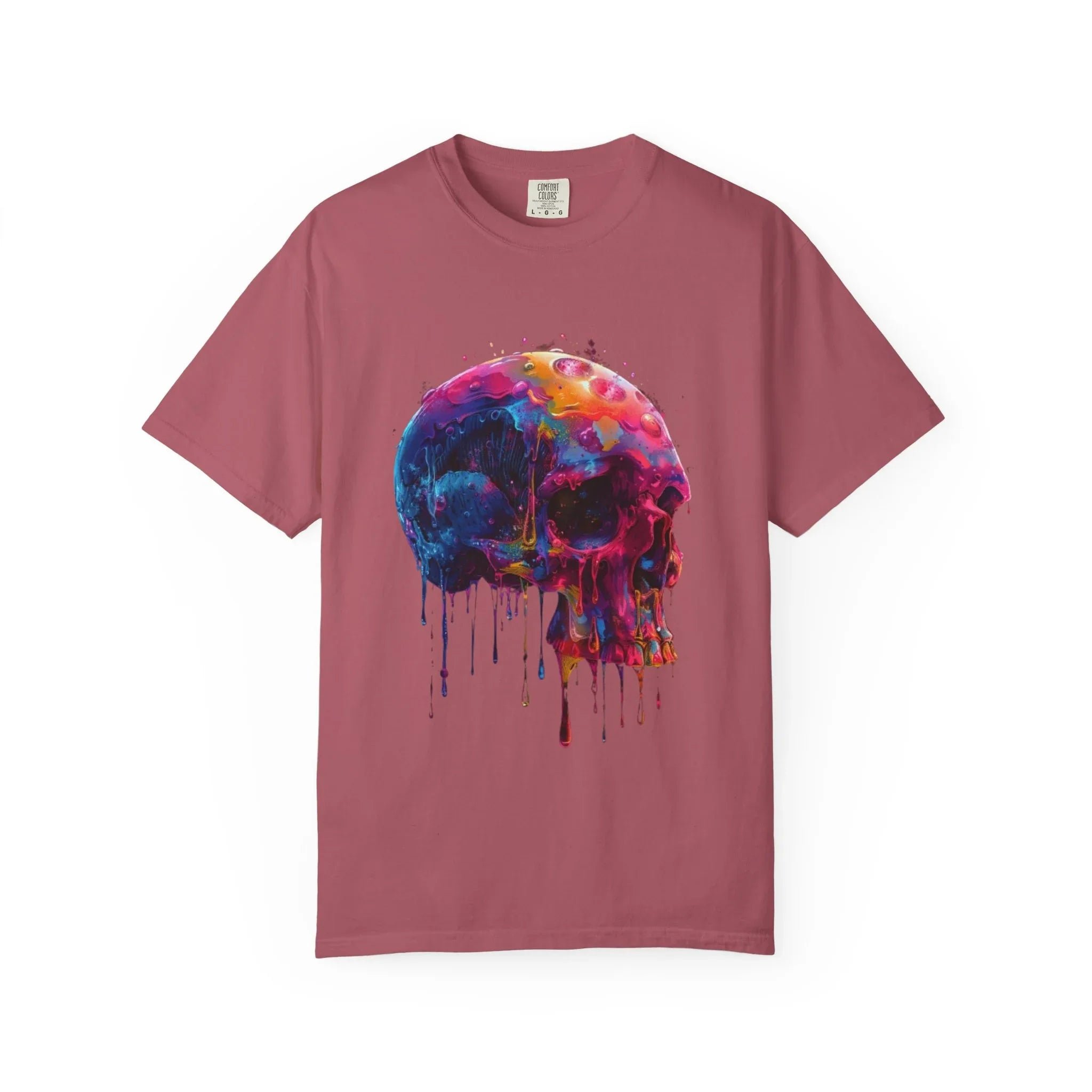 Colorful Drip Skull T-shirt | Watercolor Skull Shirt, Artistic Gothic Tee - 250 USA Celebration