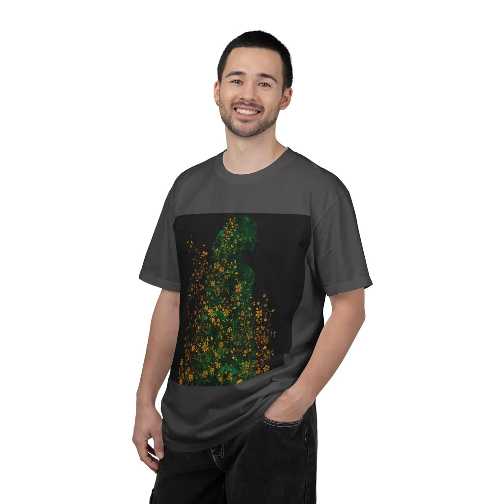 Green Floral Silhouette T-shirt | Botanical Sparkle Art abstract art t-shirt, women's, abstract graphic tee women, girls abstract shirt - 250 USA Celebration