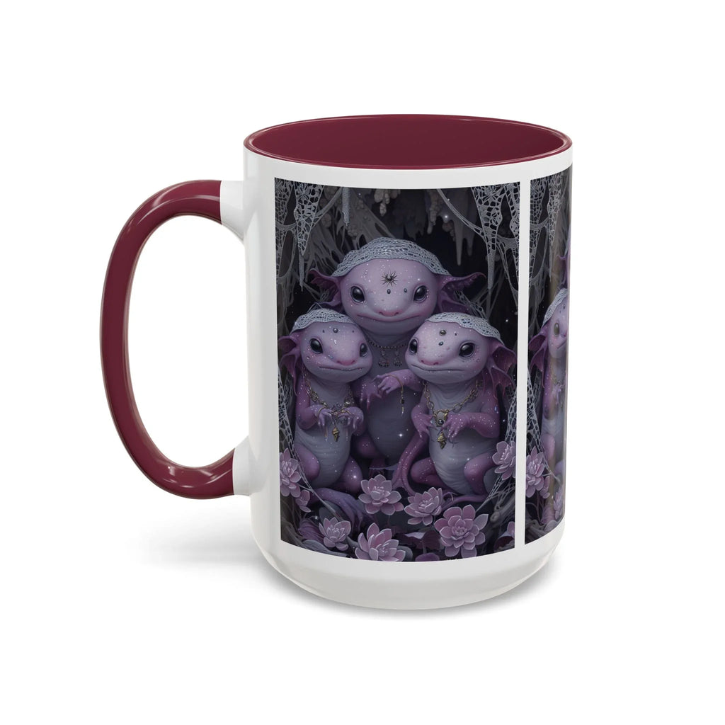Purple Axolotl Trio Mug | Cute Amphibian Art Ceramic Coffee Cup - 250 USA Celebration