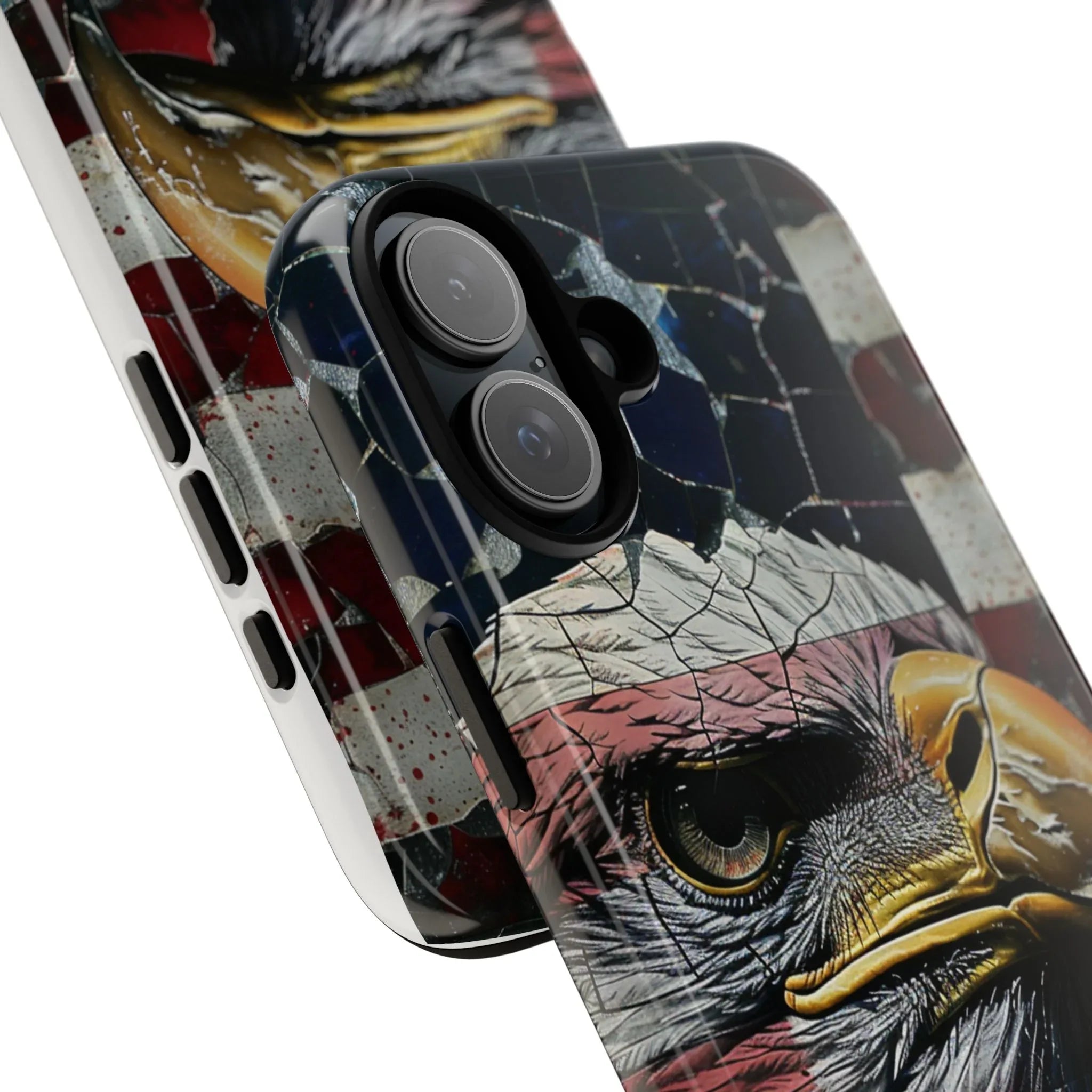 American Flag Bald Eagle phone case | Patriotic iPhone cover, cracked vintage flag design - 250 USA Celebration