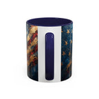 Distressed American Flag Accent Coffee Mug | 11oz 15oz - 250 USA Celebration