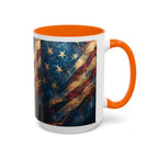Distressed American Flag Accent Coffee Mug | 11oz 15oz - 250 USA Celebration