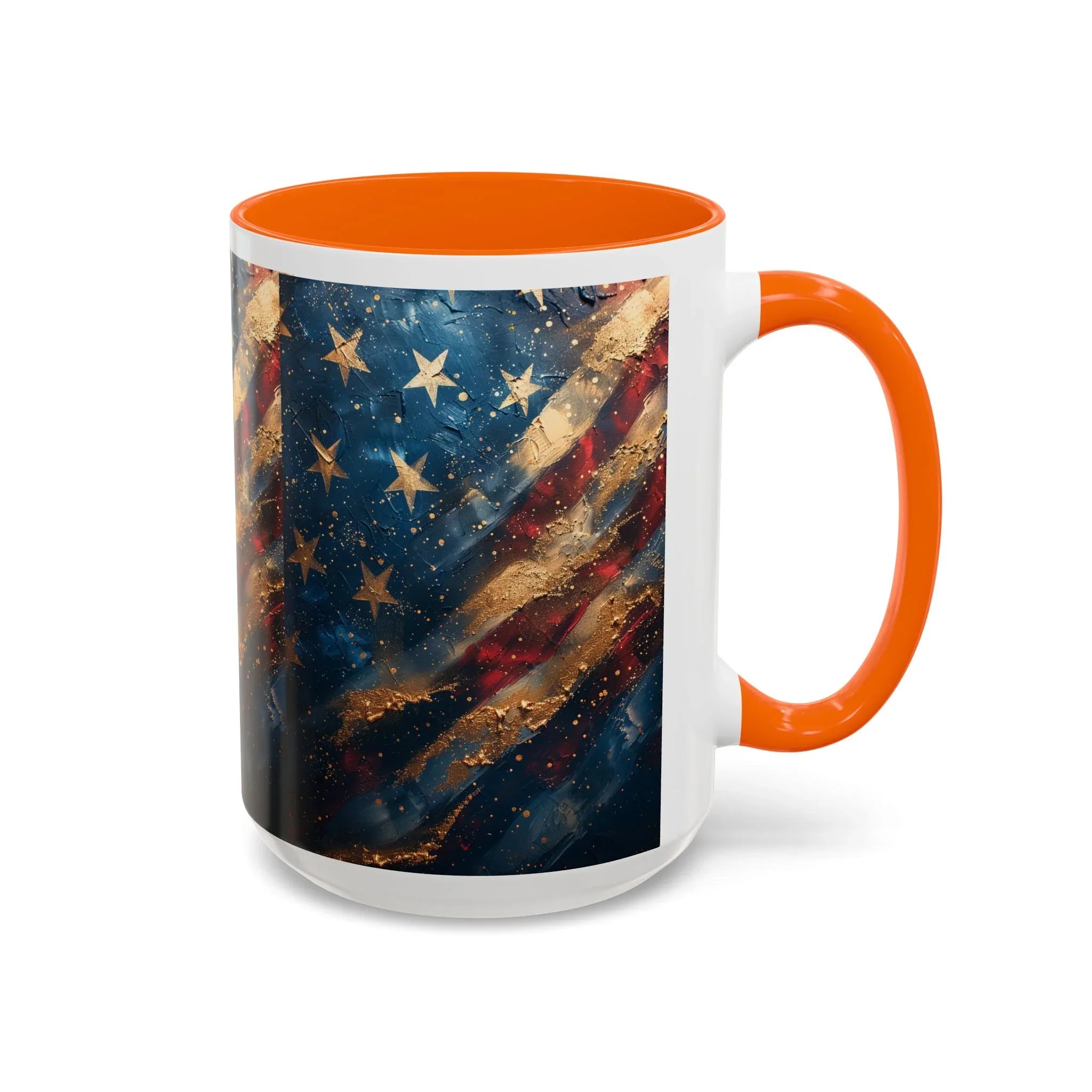 Distressed American Flag Accent Coffee Mug | 11oz 15oz - 250 USA Celebration