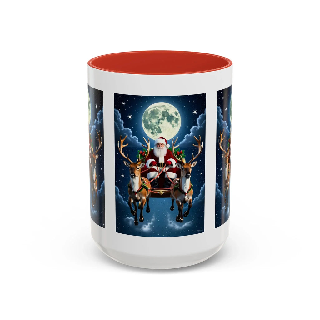 Santa Sleigh with Reindeer Coffee Mug | Christmas Moon Accent Mug - 250 USA Celebration
