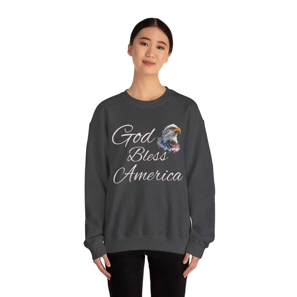 God Bless America eagle graphic Sweatshirt | patriotic USA flag-inspired design - 250 USA Celebration