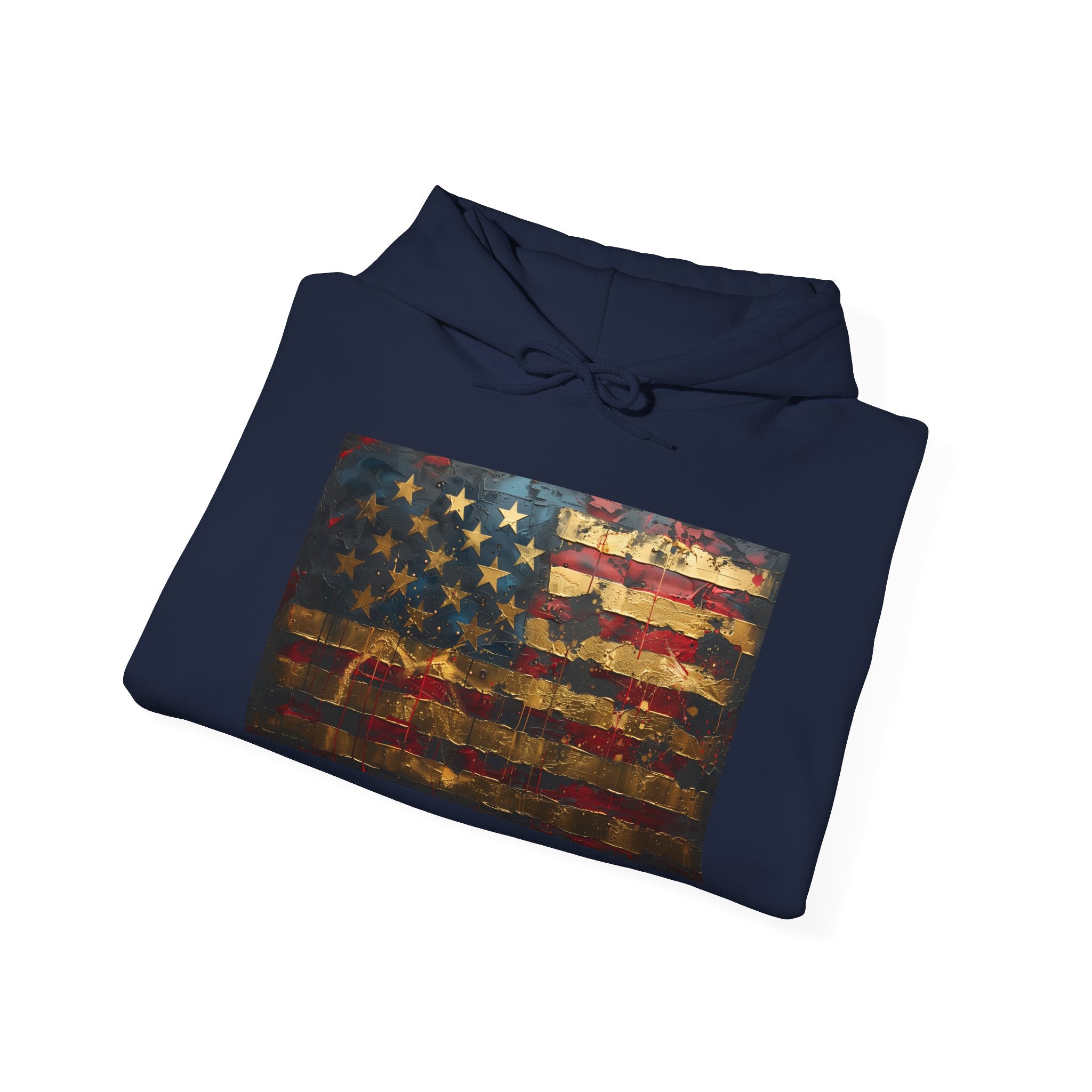 Distressed American Flag Hoodie – Vintage USA Patriotic Pullover
