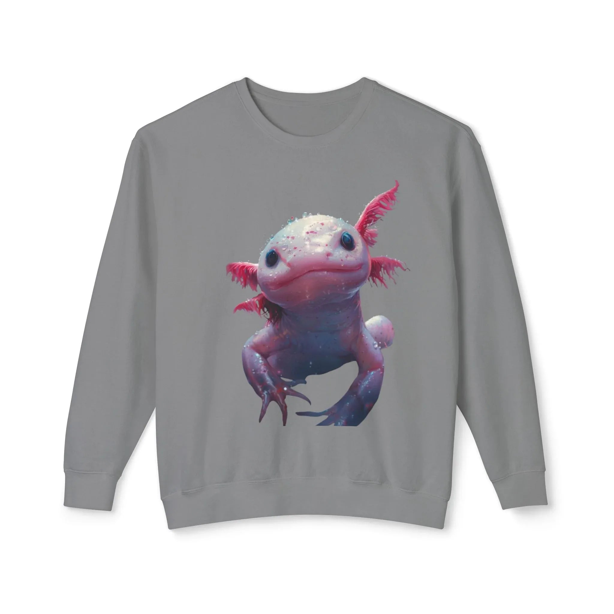 Cute Axolotl Illustration Sweatshirt | Pastel Aquatic Amphibian Design - 250 USA Celebration
