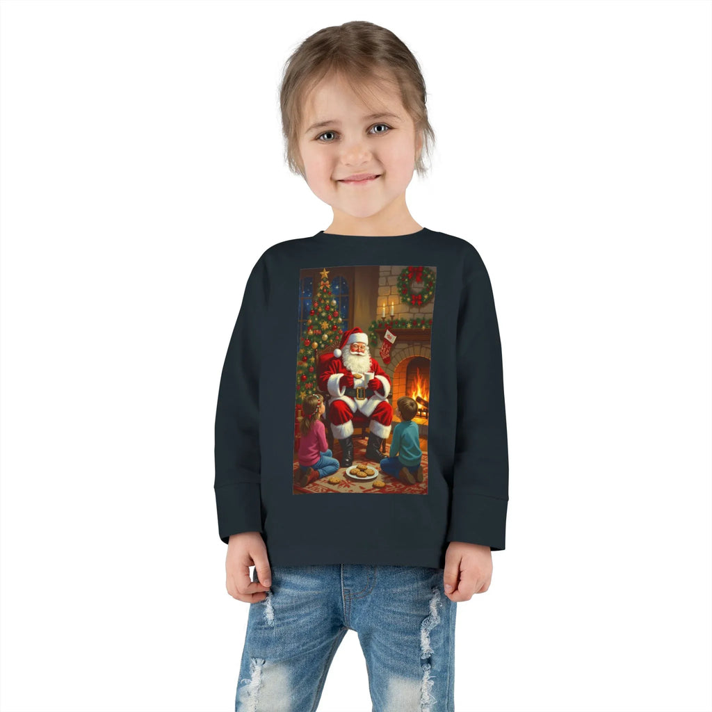 Christmas Santa Toddler Long Sleeve Tee, Holiday Shirt for Kids, Festive Outfit, Winter Apparel, Cute Christmas Gift, Family Photoshoot - 250 USA Celebration