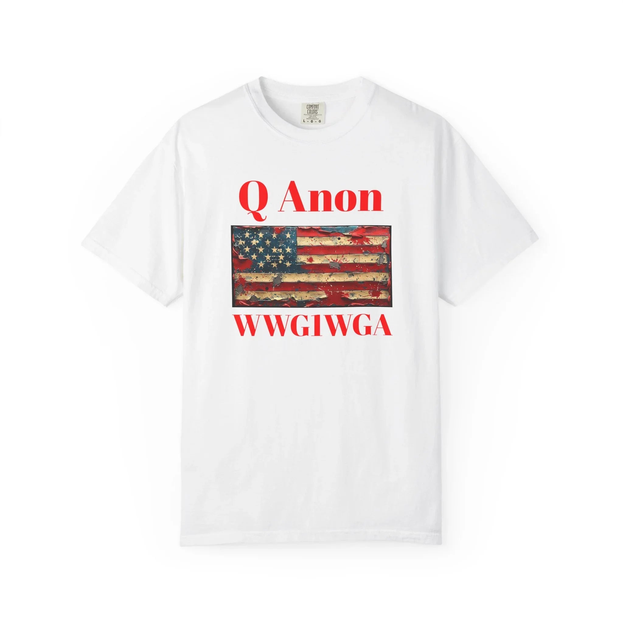 Q Anon WWG1WGA T-Shirt | American Flag Graphic Tee - 250 USA Celebration