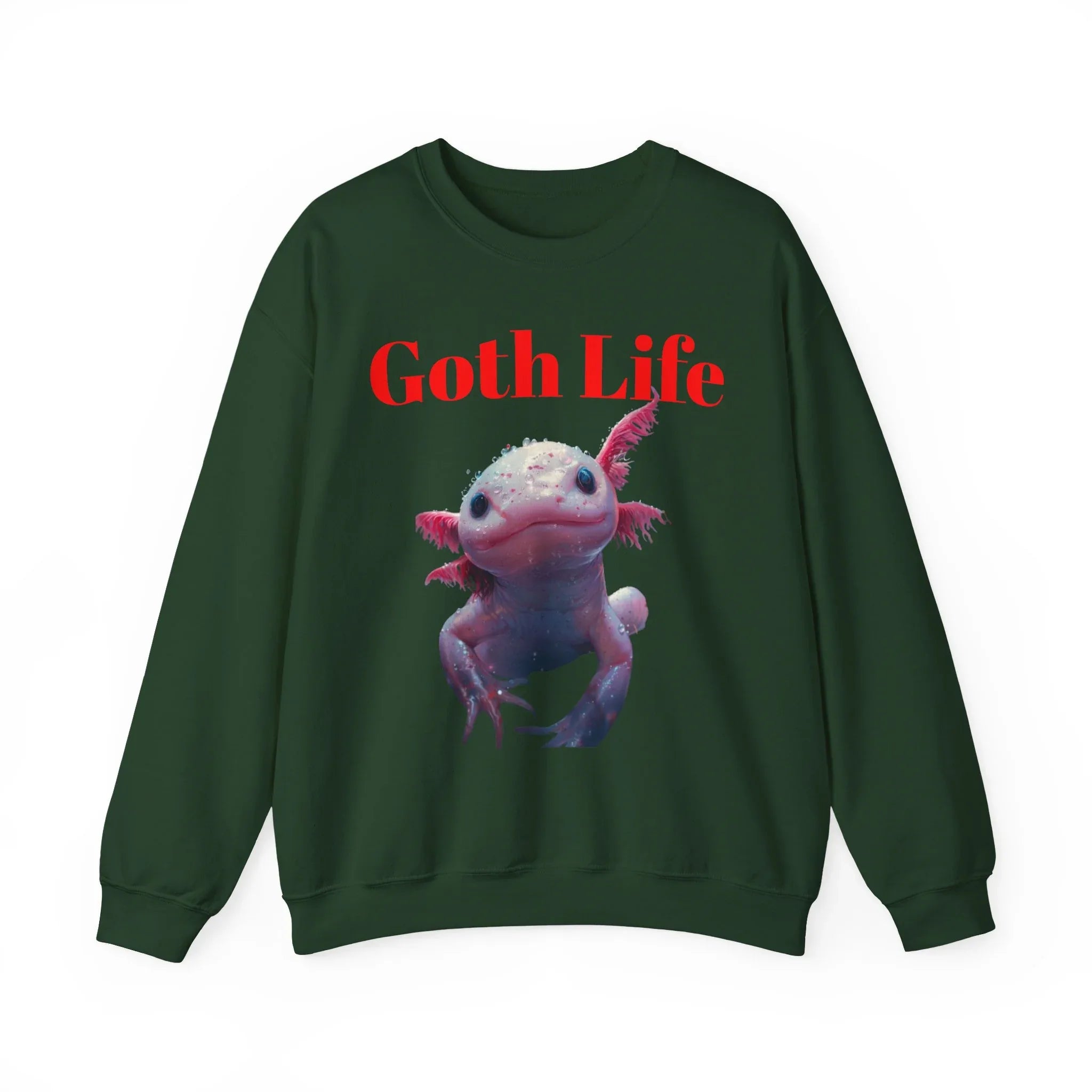 Goth Life Axolotl Sweatshirt | Cute Goth Axolotl Illustration - 250 USA Celebration