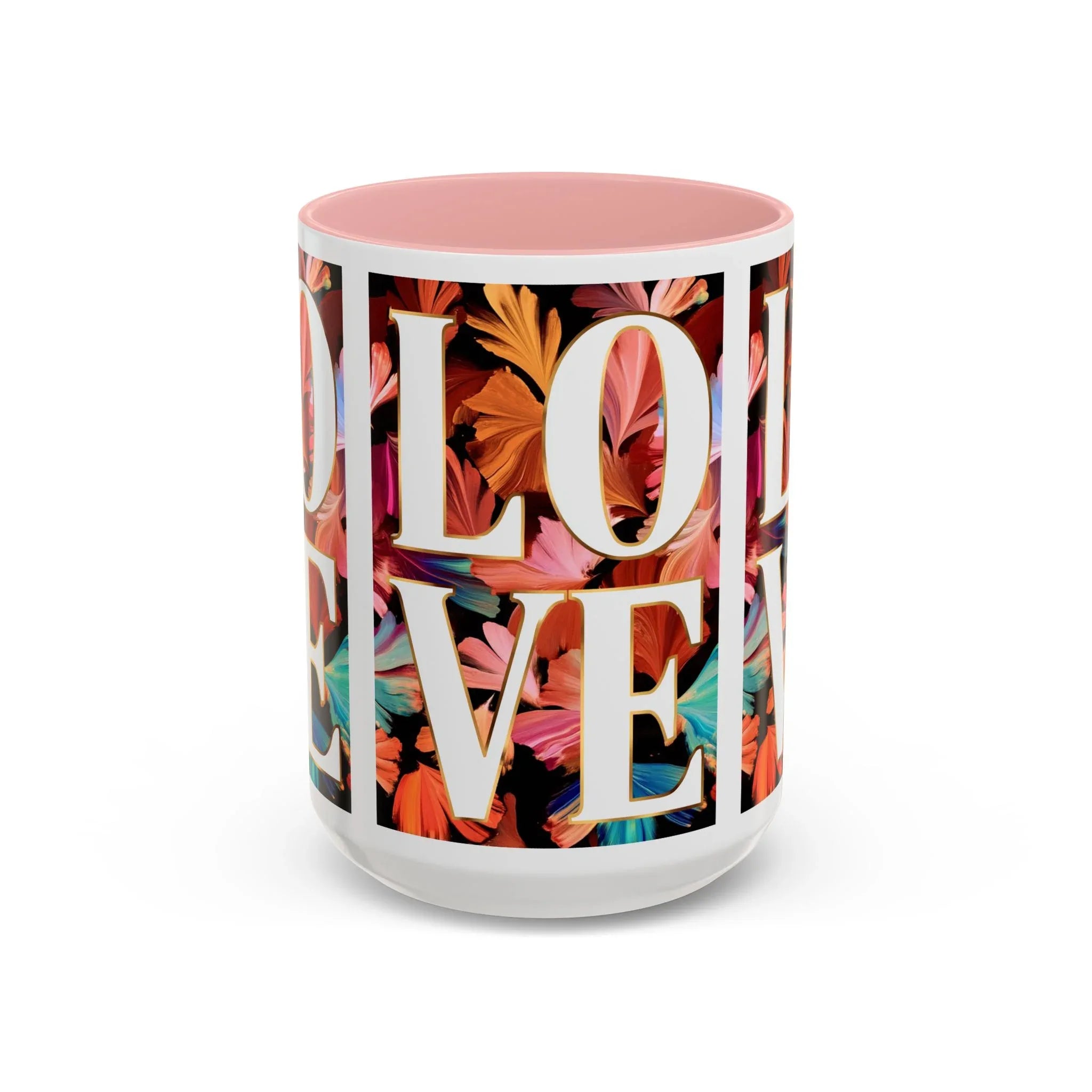 Floral Bold LOVE Mug | Accent Coffee Mug 11oz 15oz - 250 USA Celebration