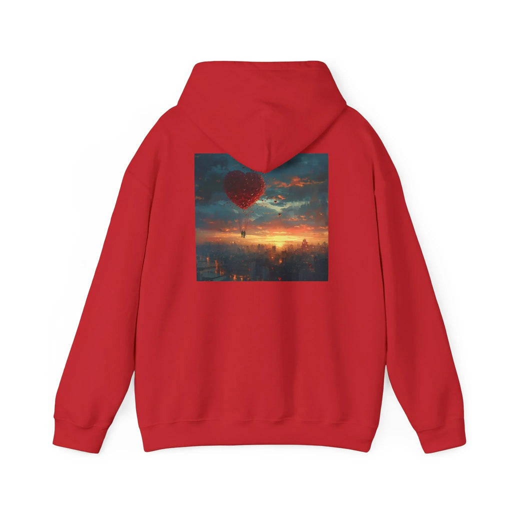 Romantic Sunset Hoodie with Hot Air Balloon, Unisex Sweatshirt for Valentines Day, Valentine's Day T-Shirts, Personalized Valentine's Gifts - 250 USA Celebration