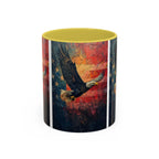 Colorful Mugs (11oz, 15oz) American Eagle Flying Coffee Cup, Patriotic American Eagle flying with American Flag in background - 250 USA Celebration