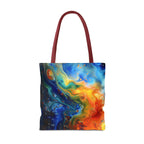 Abstract Fluid Art Tote Bag | Colorful Swirl Beach Bag - 250 USA Celebration