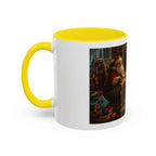 Santa Claus Fireplace Scene Accent Coffee Mug | Storybook Illustration, Rustic Cabin - 250 USA Celebration