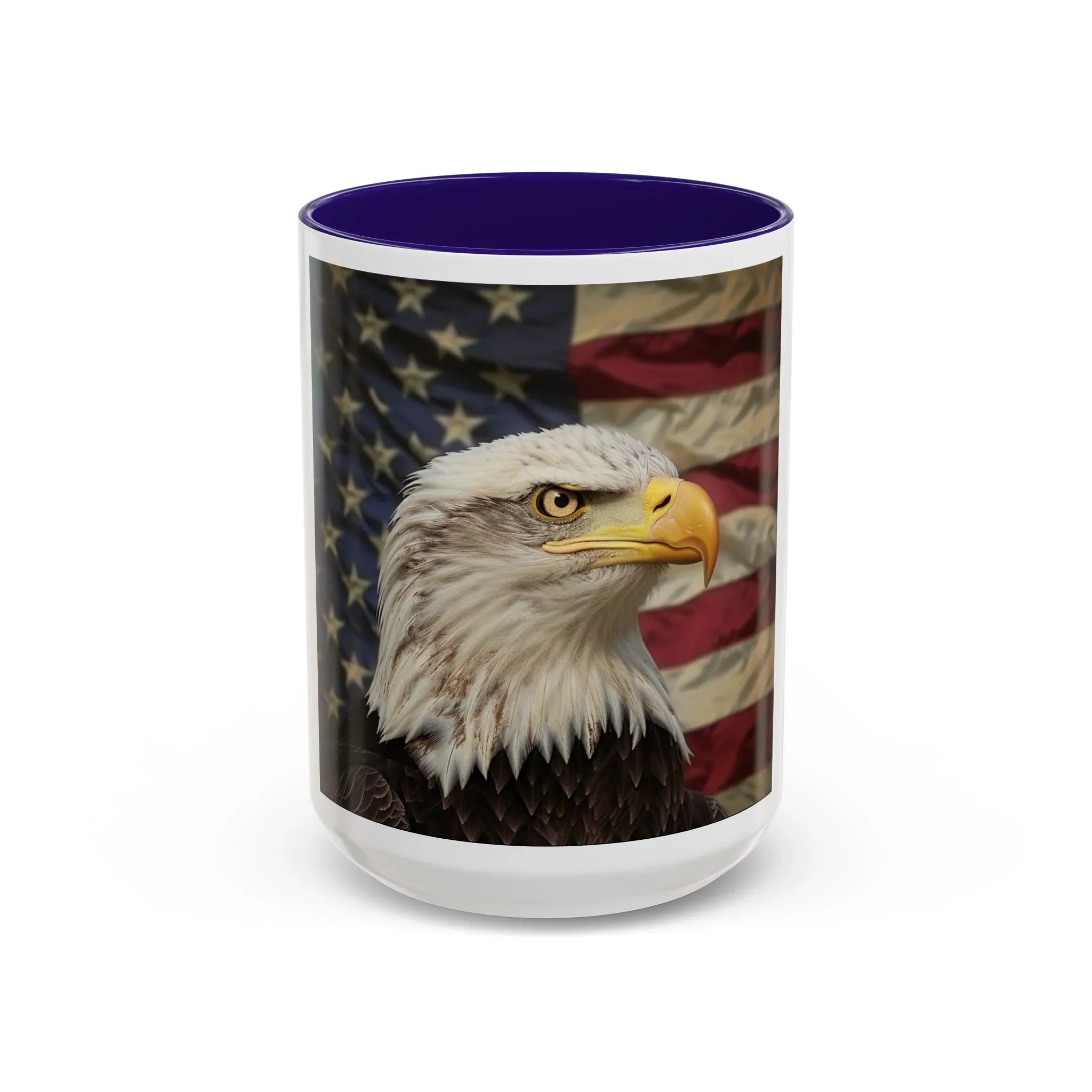 Colorful Mugs (11oz, 15oz) American eagle with American flag, fireworks all around the eagle, patriotic themed - 250 USA Celebration