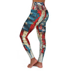 American Flag High-Waisted Yoga Leggings — Distressed Vintage Stars & Stripes